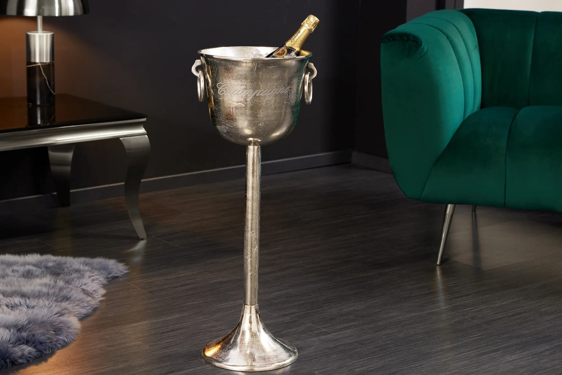 Champagne Cooler 80cm Metal Antique Silver