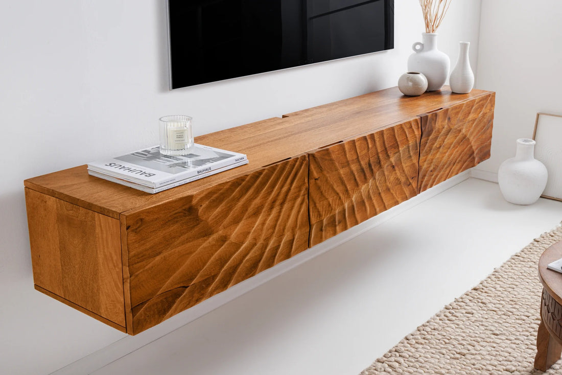 Floating TV Stand Fossil 160cm Mango Wood Brown