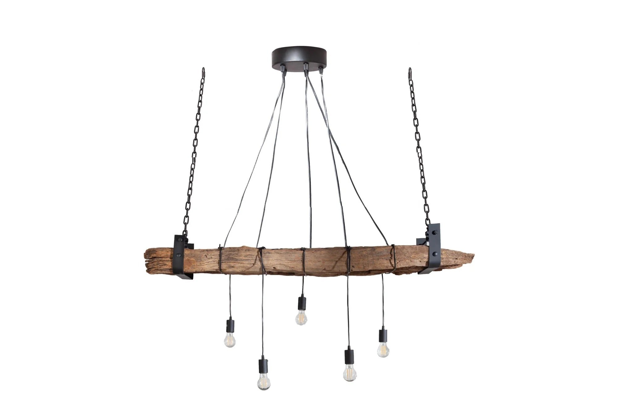 Hanging Lamp Barracuda 152cm Recycled Wood Brown