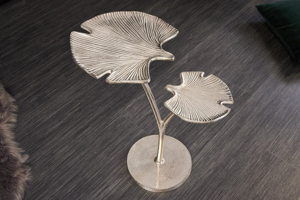 Side Table Ginkgo Double 56cm Metal Silver
