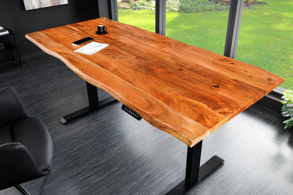 Height-Adjustable Desk Monolith 160cm Acacia Wood Natural