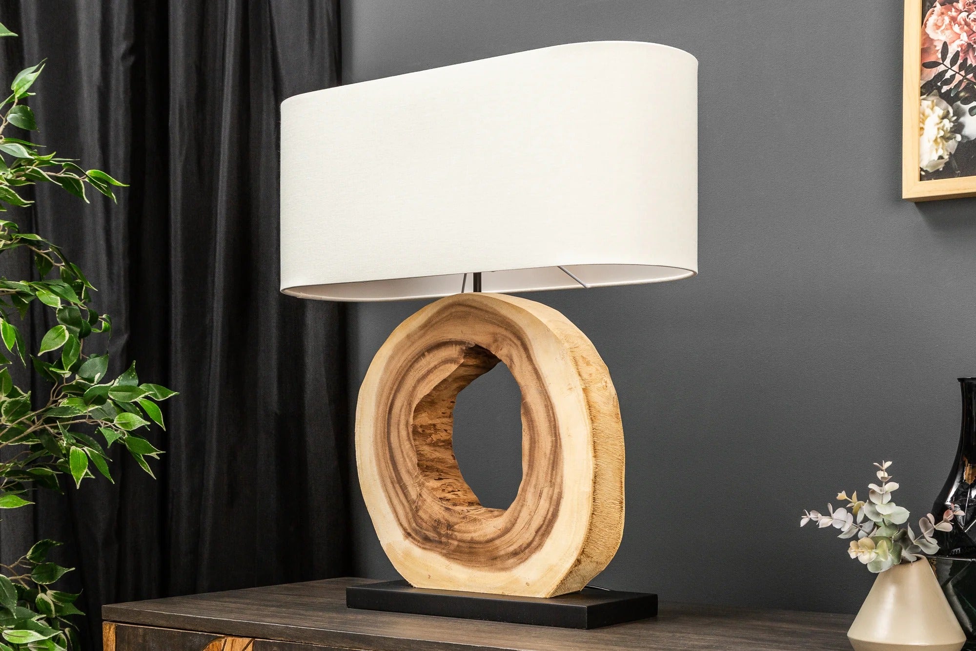 Table Lamp Organic Artwork 62cm Walnut Natural