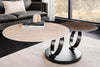 Rotating Coffee Table Axis 80-133cm Ceramic Travertine & Rust