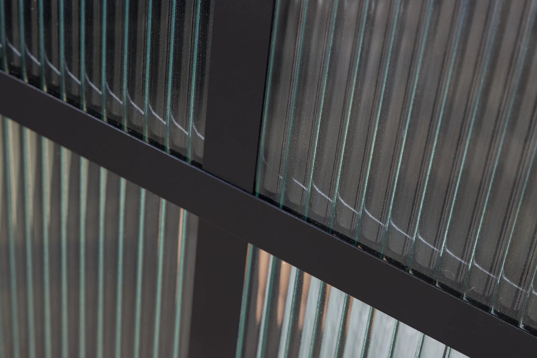 Cabinet Dura 180cm Ribbed Glass Metal Black