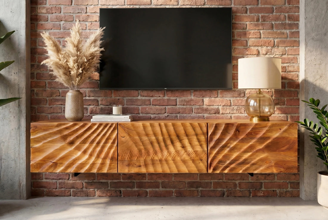Floating TV Stand Fossil 160cm Mango Wood Brown