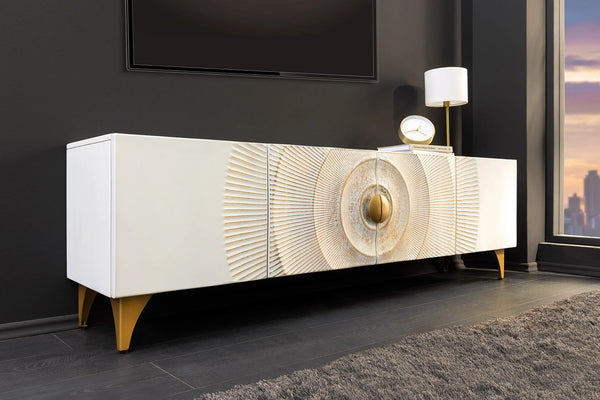 TV Stand Golden Eye 180cm Mango Wood White