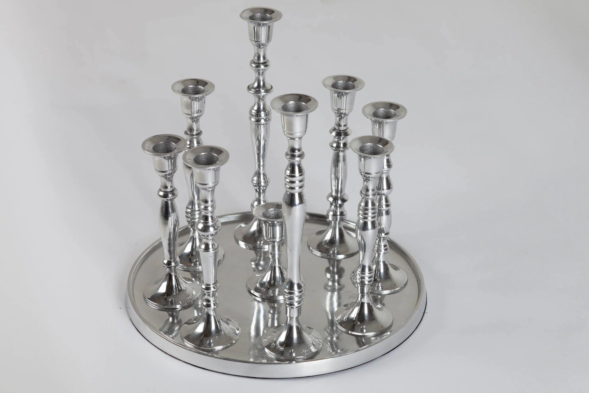 9-Flame Candlestick Baroque 30cm Metal Silver