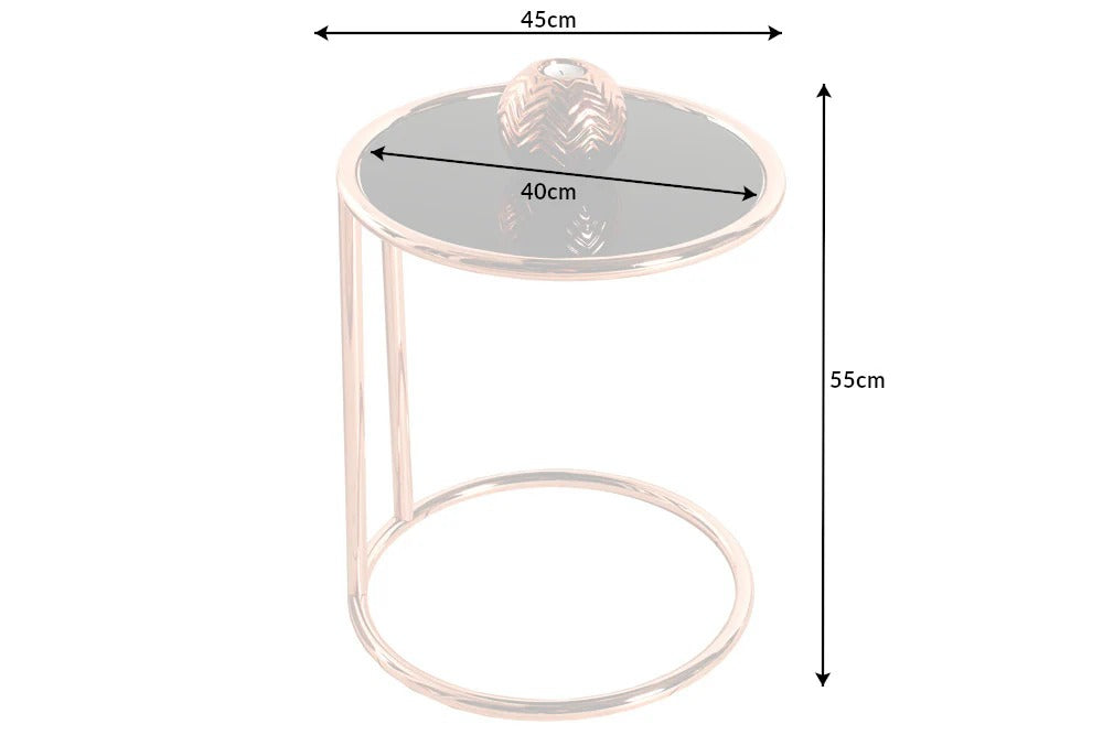 Round Side Table Art Deco 55cm Metal Copper Black