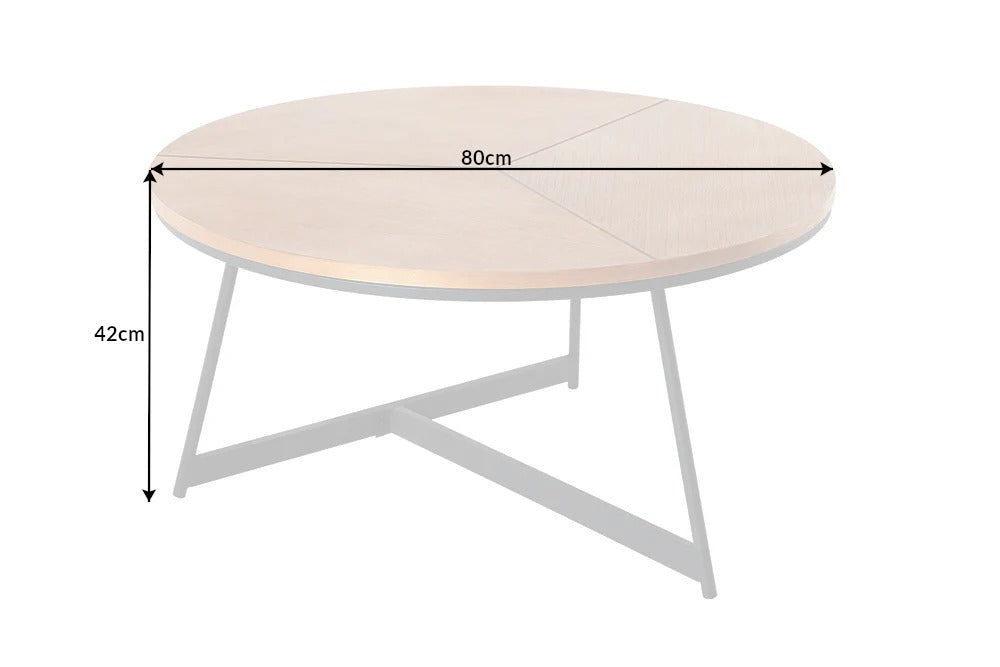 Round Coffee Table Elegance 80cm Oak Look Natural