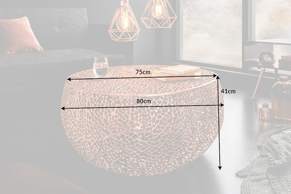 Round Coffee Table Ambrosia 80cm Metal Copper