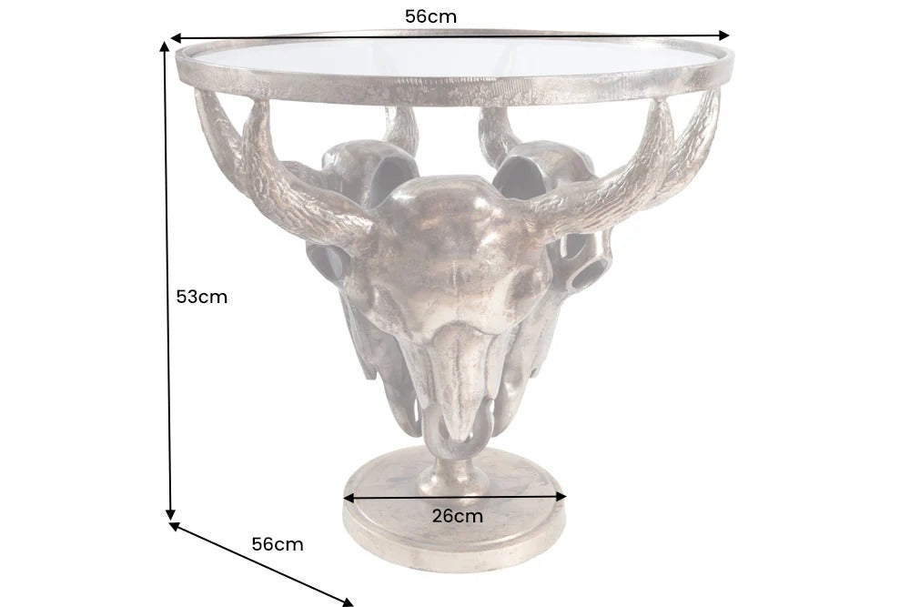 Round Side Table Matador 53cm Metal Bronze Glass