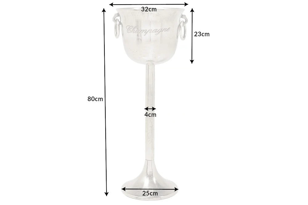 Champagne Cooler 80cm Metal Antique Silver