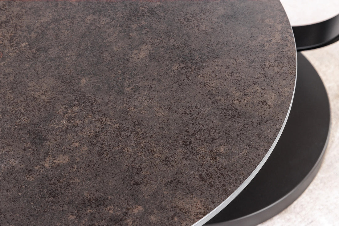 Rotating Coffee Table Axis 80-133cm Ceramic Travertine & Rust