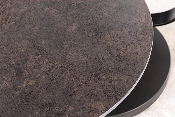 Rotating Coffee Table Axis 80-133cm Ceramic Travertine & Rust