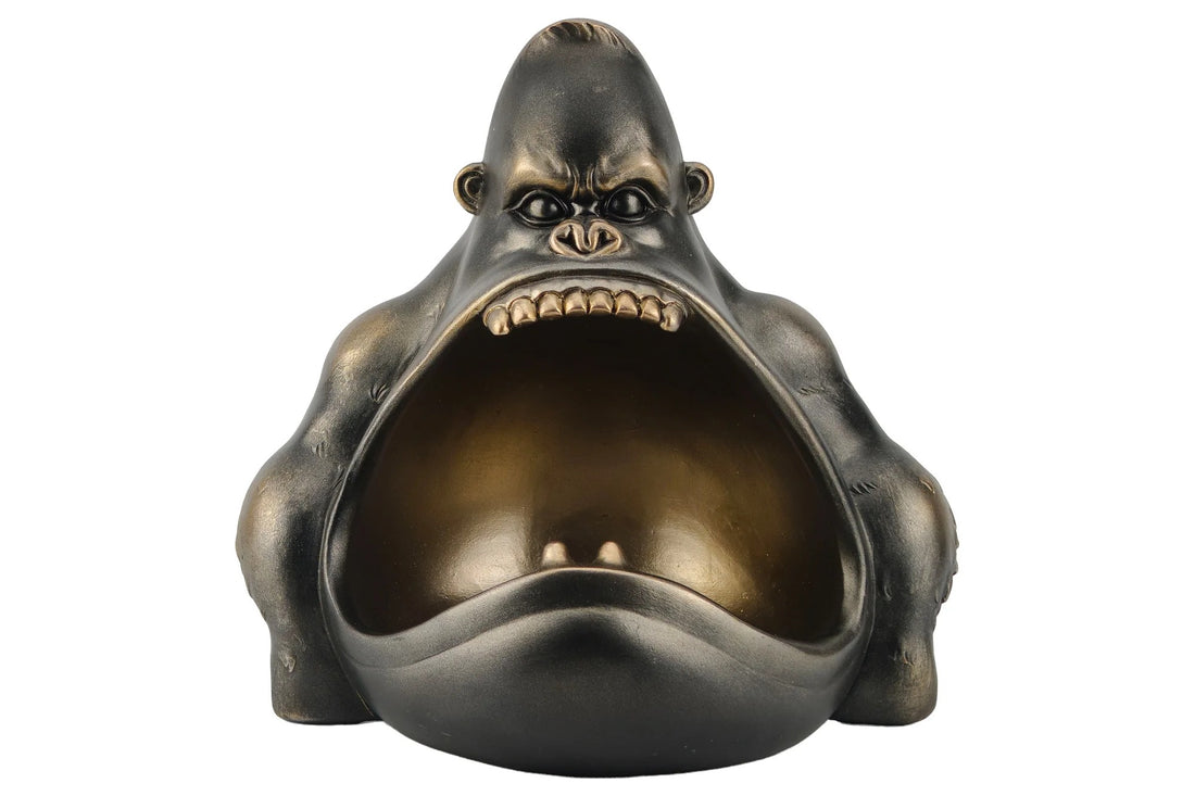 Decoration Bowl King Ape 23cm Polyresin Bronze