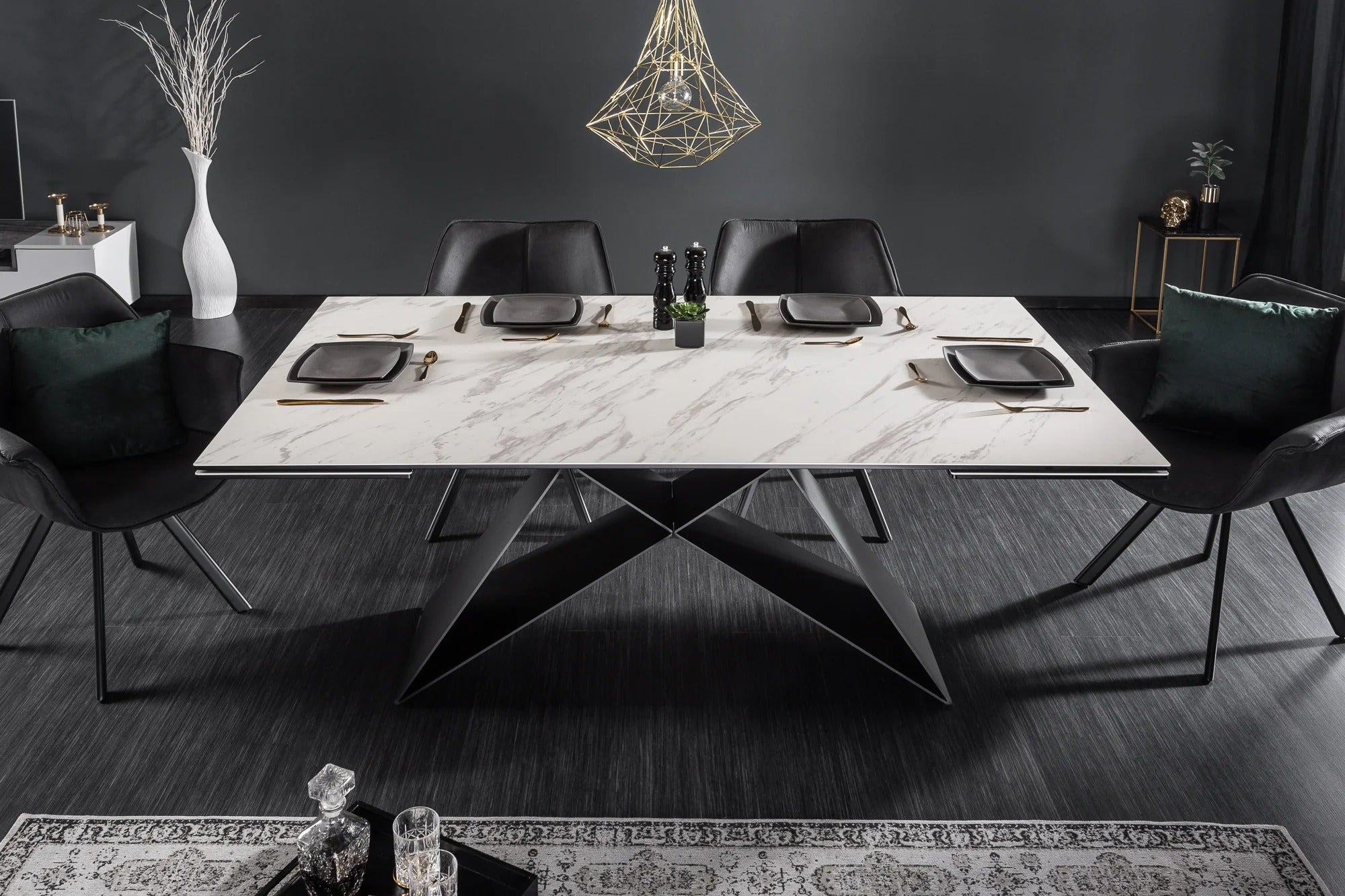 Dining Table Mercury 180-220-260cm Ceramic Marble Look