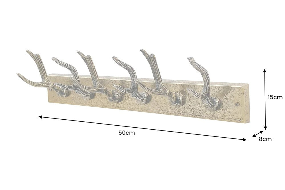 Wall Coatrack Deer 50cm Metal Brass