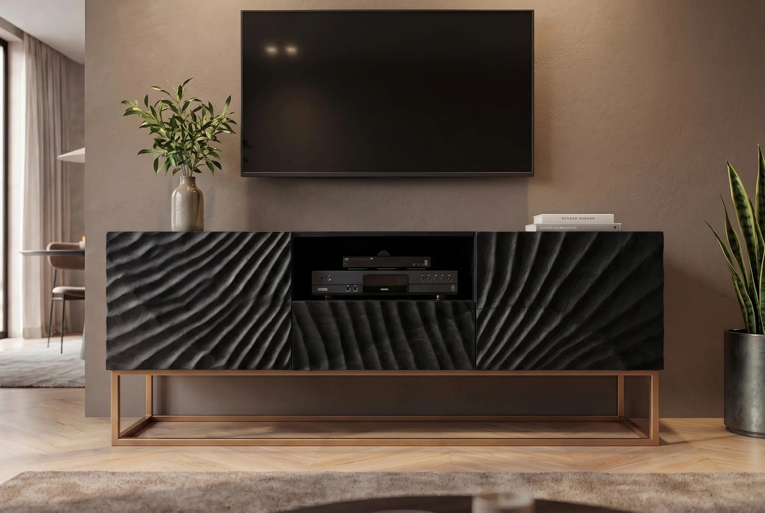 TV Stand Fossil 160cm Mango Wood Black