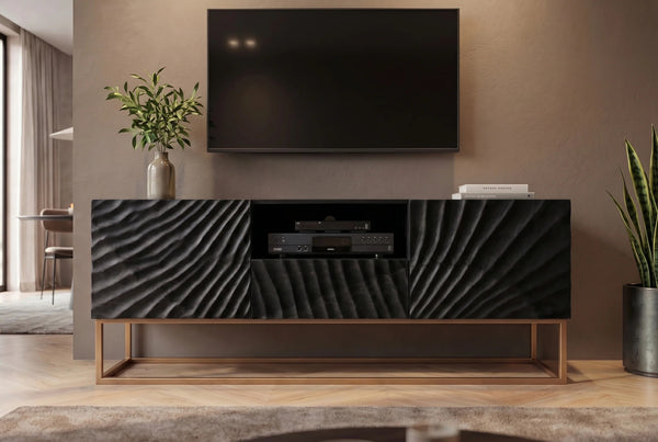 TV Stand Fossil 160cm Mango Wood Black