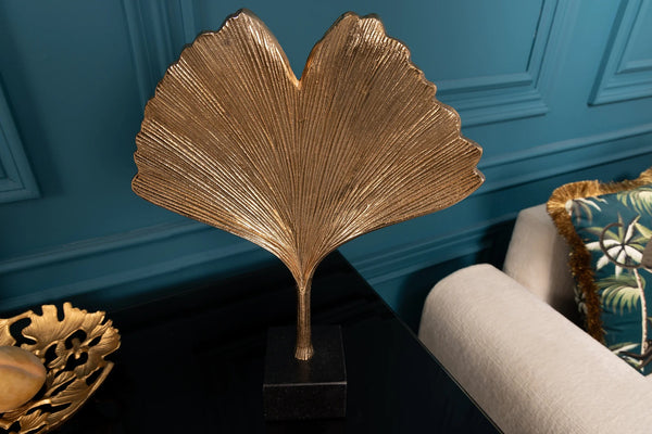 Decorative Sculpture Ginkgo 44cm Metal Gold