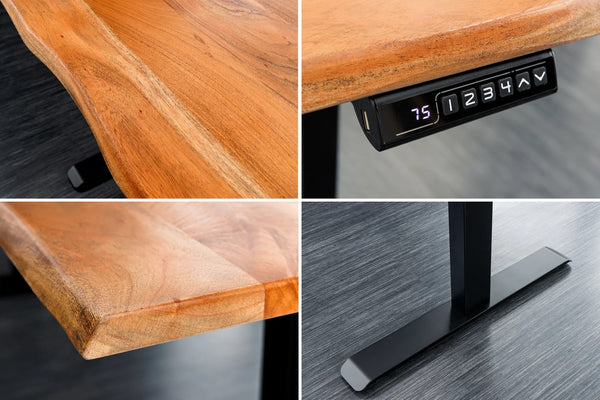 Height-Adjustable Desk Monolith 140cm Acacia Wood Natural