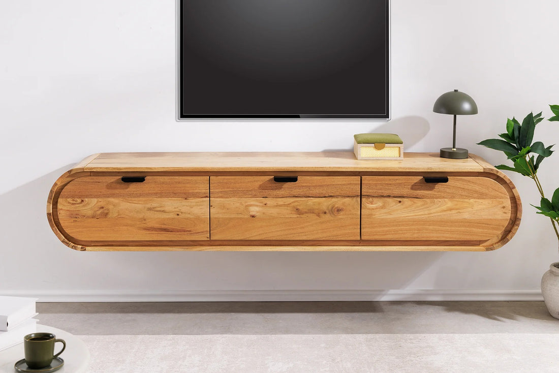 Floating TV Stand Leno 160cm Acacia Wood Natural