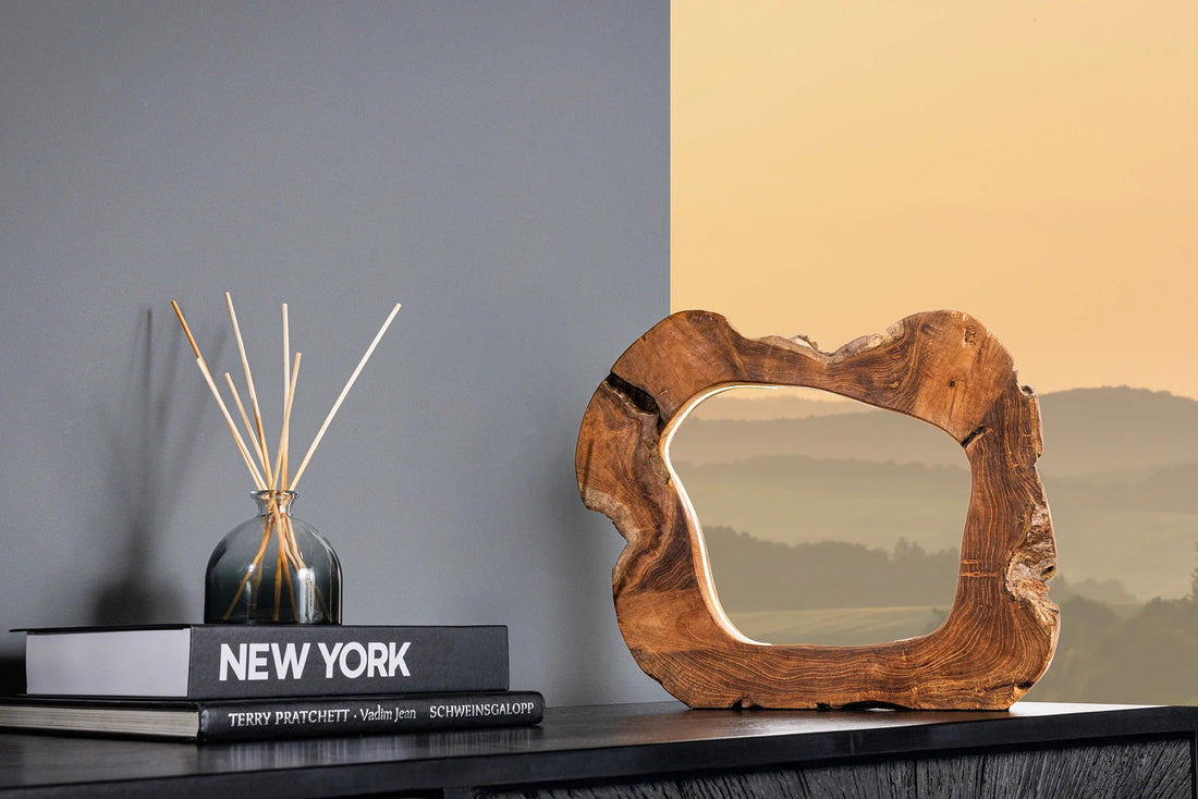 Table Lamp Organic Artwork 48cm Teak Wood Natural