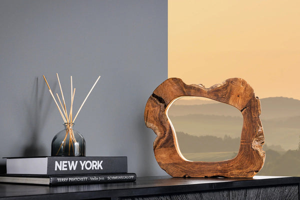 Table Lamp Organic Artwork 48cm Teak Wood Natural