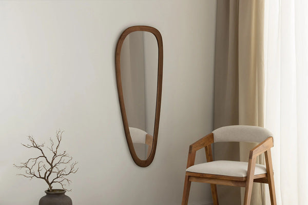 Wall Mirror Organic 122cm Walnut Look Brown