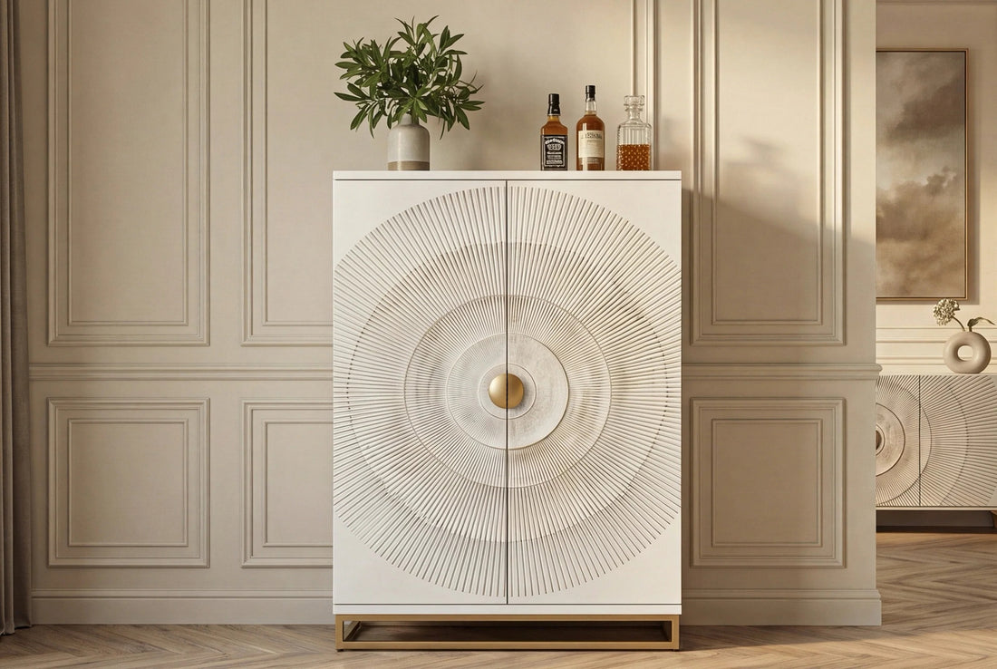 Bar Cabinet Golden Eye 140cm Mango Wood White