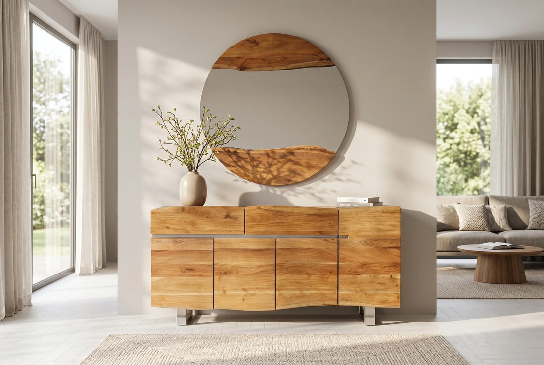 Mirror Living Edge 102cm Acacia Wood Natural