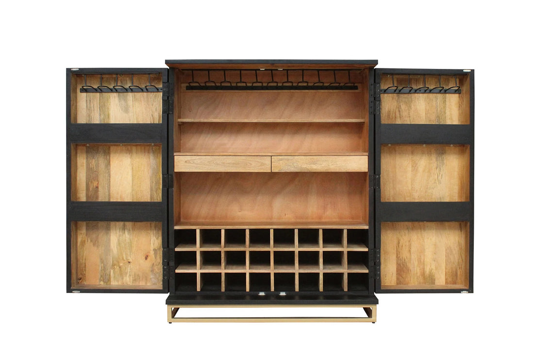 Bar Cabinet Golden Eye 140cm Mango Wood Black