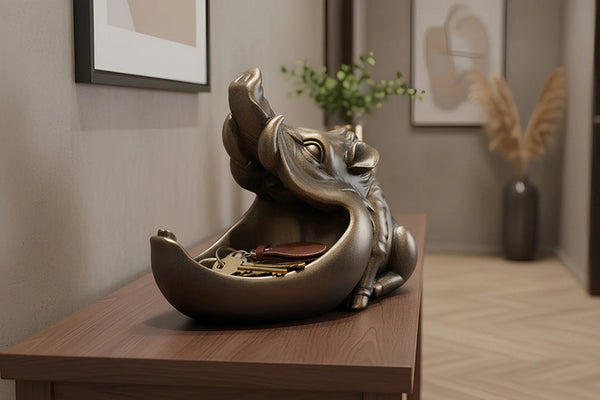 Decoration Sculpture Warthog 32cm Polyresin Bronze