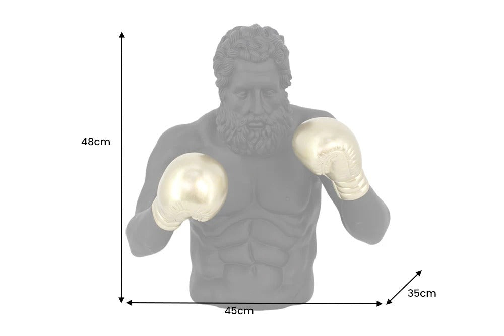 Decoration Figurine Boxer 48cm Polyresin Black Gold