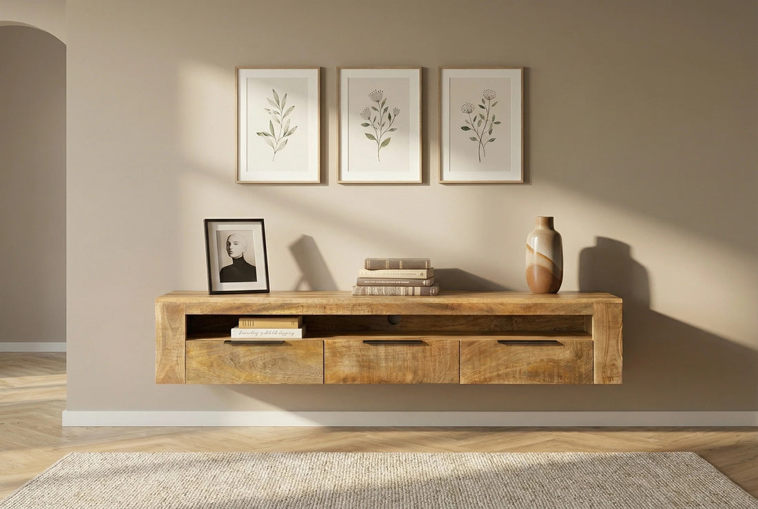 Floating TV Stand Blacksmith 160cm Mango Wood Natural