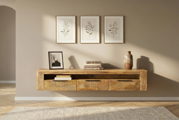 Floating TV Stand Blacksmith 160cm Mango Wood Natural