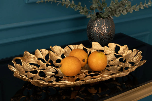 Decorative Bowl Ginkgo 50cm Metal Gold