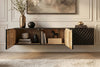 Floating TV Stand Illusion 160cm Mango Wood Black 3D Effect