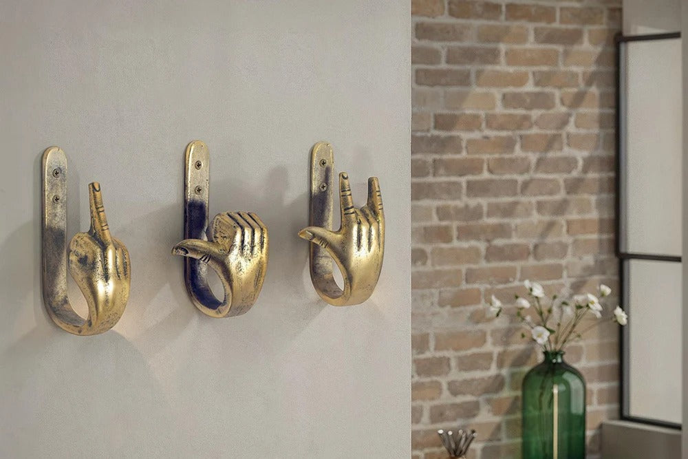 Coat Hook Fingers 17cm Metal Brass