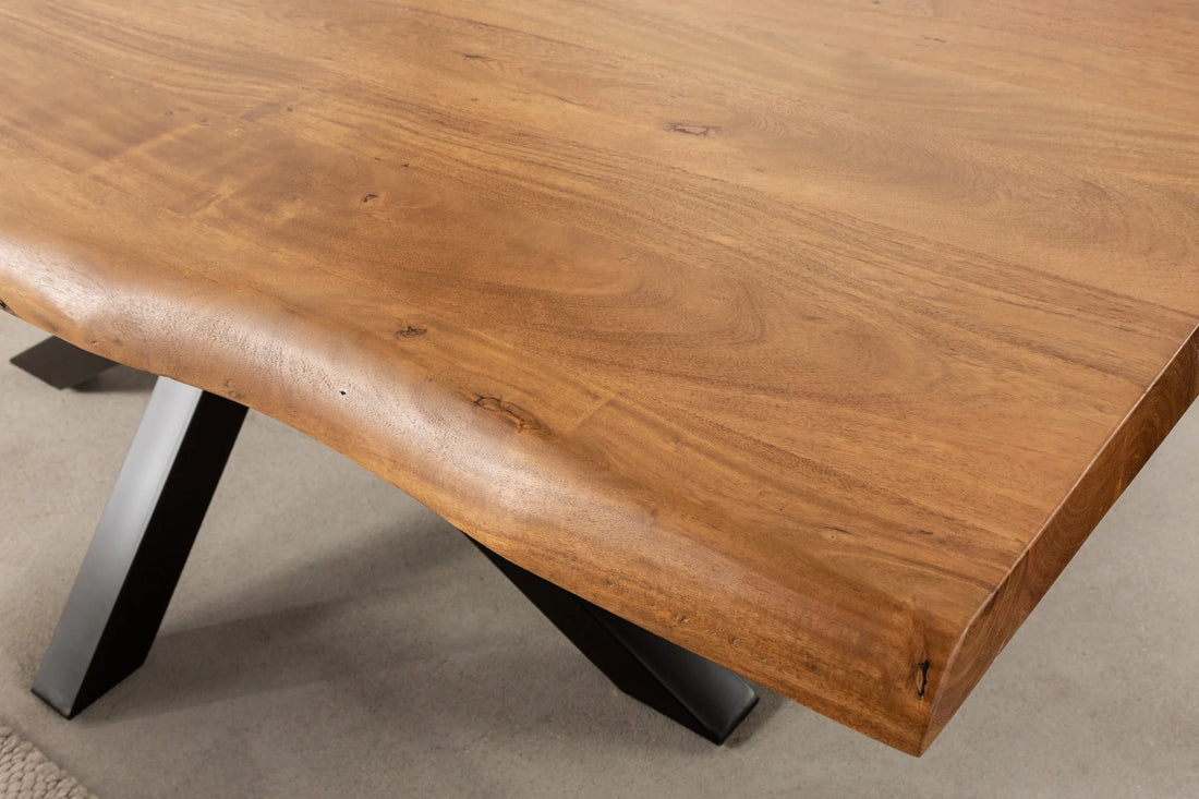 Dining Table Monolith Nature 220cm Acacia Wood Honey Cross-Frame