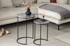 Set Of 2 Round Side Tables Elements 45cm/55cm Marble Grey