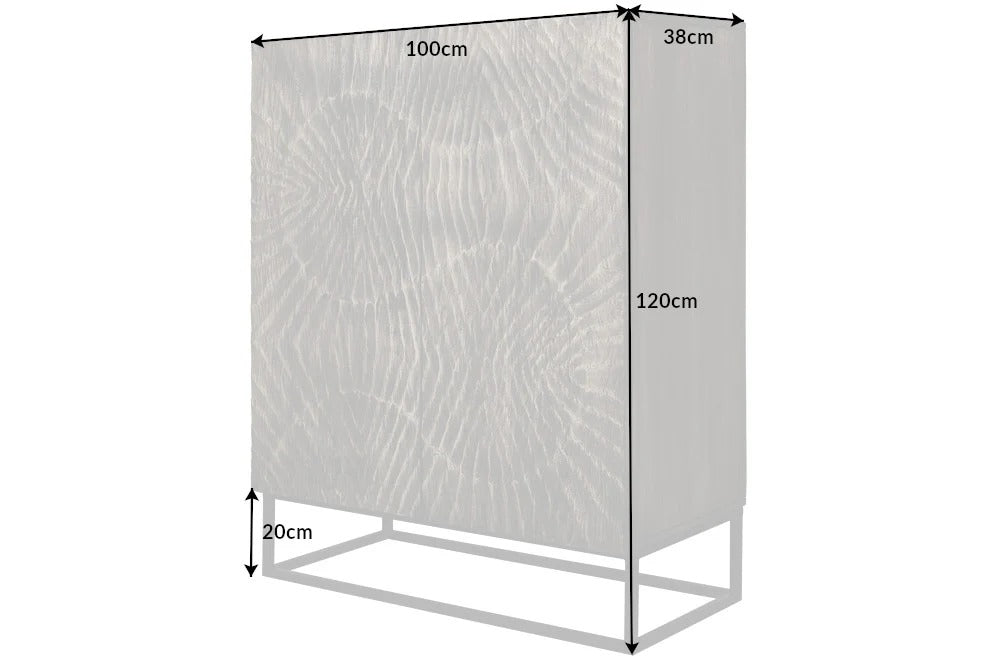 Cabinet Fossil 120cm Acacia Wood Grey