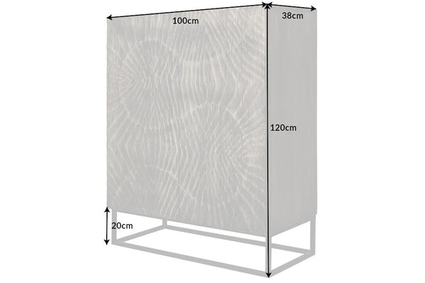 Cabinet Fossil 120cm Acacia Wood Grey