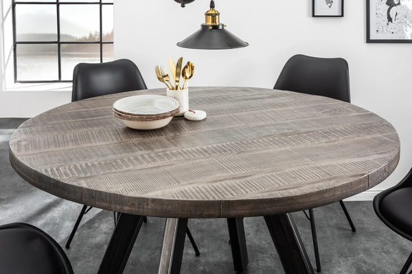 Round Dining Table Blacksmith 120cm Mango Wood Grey