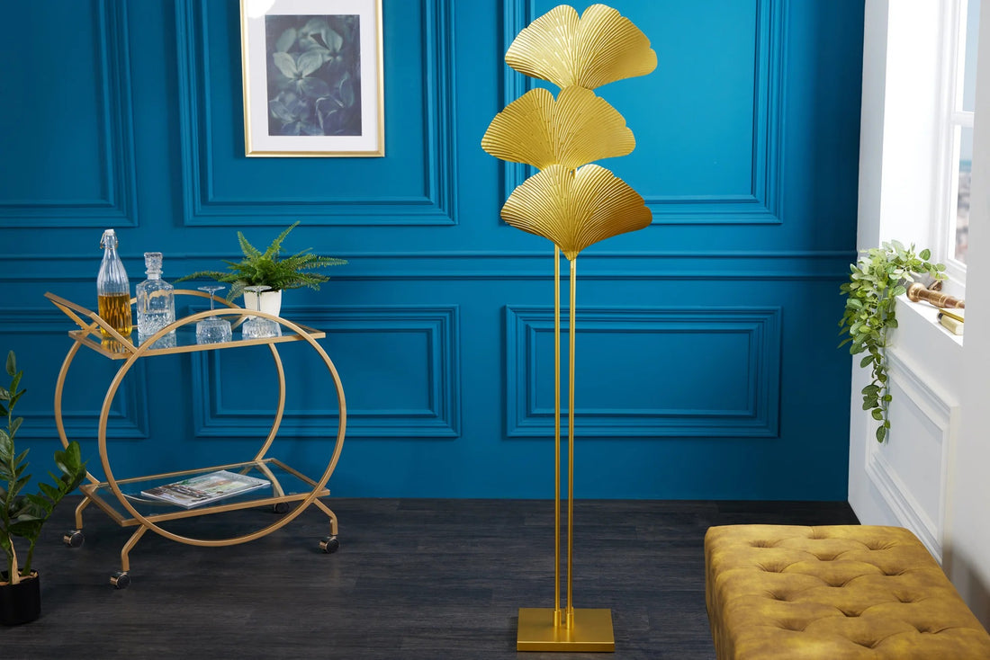 Floor Lamp Ginkgo 160cm Metal Gold