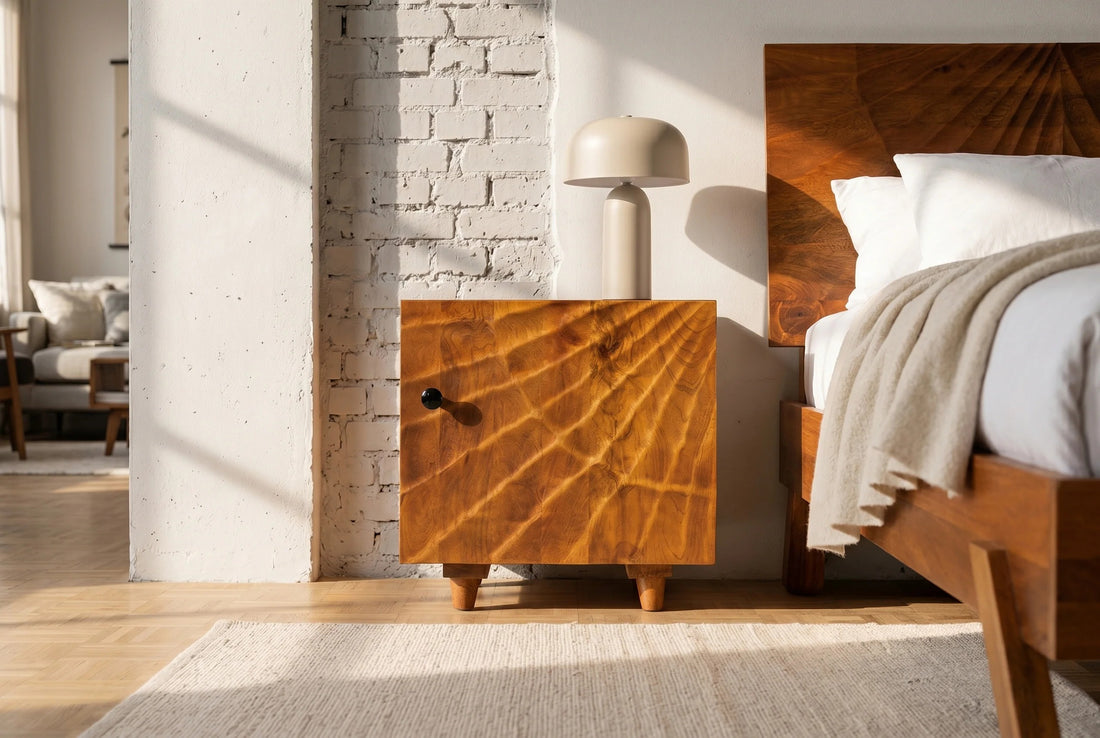 Bedside Table Fossil 50cm Mango Wood Brown