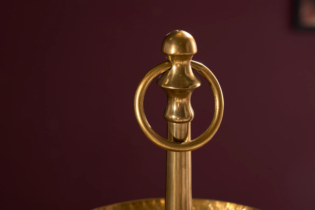 Three Tier Cake Stand Orient 65cm Hammered Metal Gold