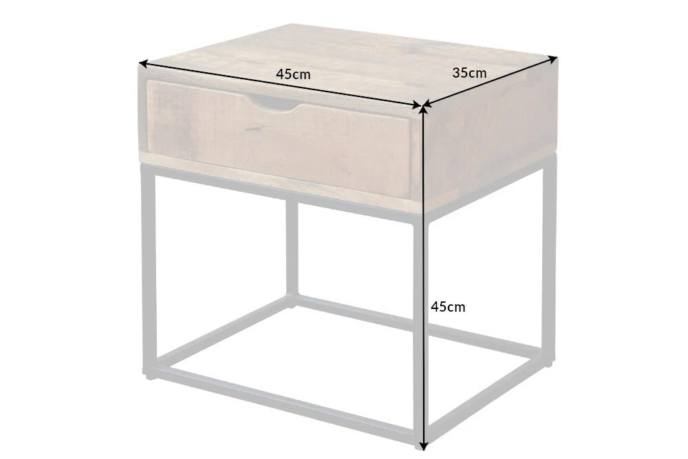Bedside Table Blacksmith 45cm Mango Wood Natural