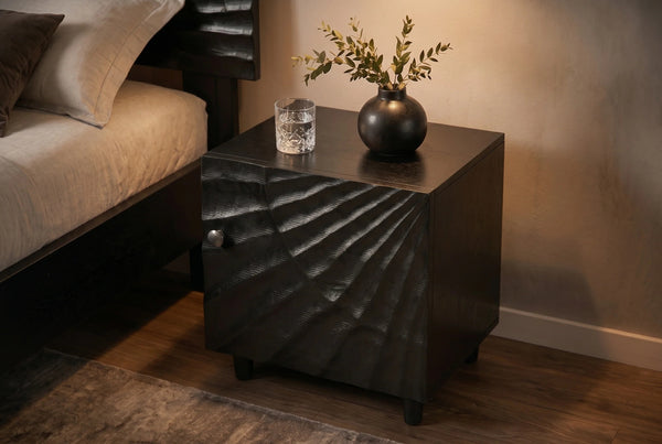 Bedside Table Fossil 50cm Mango Wood Black