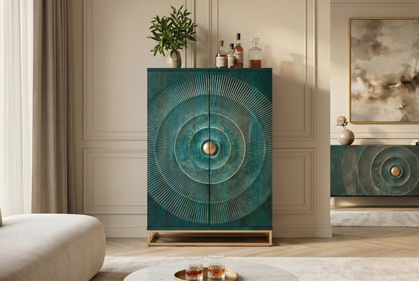 Bar Cabinet Golden Eye 140cm Mango Wood Turquoise